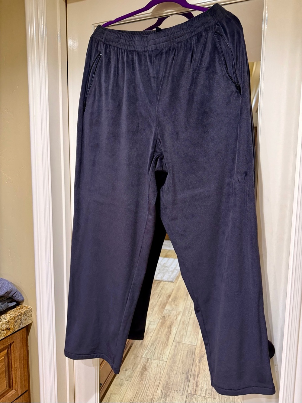 SKIMS Black Velour Relaxed Track Pants